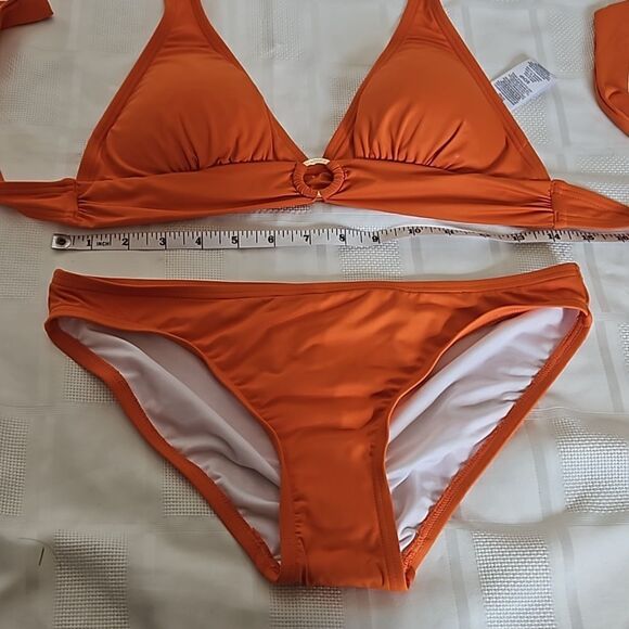 Michael Kors 2-Piece Bikini Top & Bikini Mid-Rise Bikini Bottom Small Orange - Picture 11 of 16